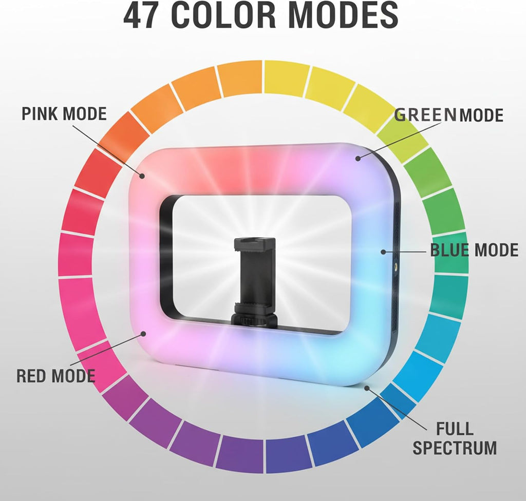 Phone Light with 47 RGB Colors,Handheld Stabilize Ring Light with 8000Mah, Ring Light for Phone Selfie Recording Youtube and Tiktok Content,Luz Para Grabar Smartphone Video Rig