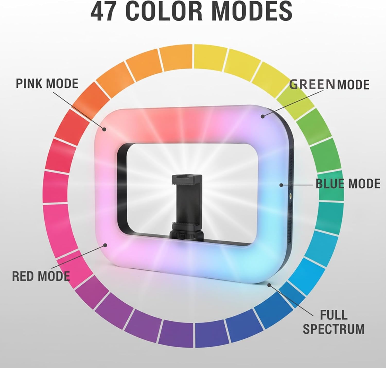 Phone Light with 47 RGB Colors,Handheld Stabilize Ring Light with 8000Mah, Ring Light for Phone Selfie Recording Youtube and Tiktok Content,Luz Para Grabar Smartphone Video Rig
