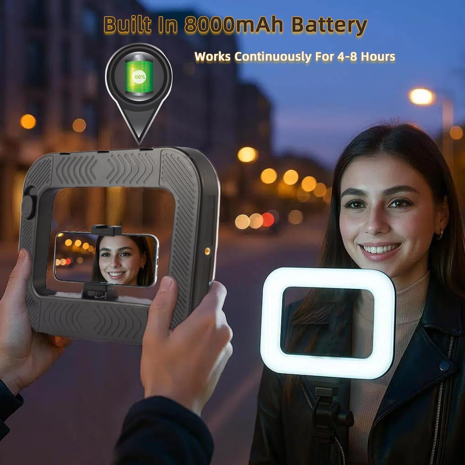 Phone Light with 47 RGB Colors,Handheld Stabilize Ring Light with 8000Mah, Ring Light for Phone Selfie Recording Youtube and Tiktok Content,Luz Para Grabar Smartphone Video Rig