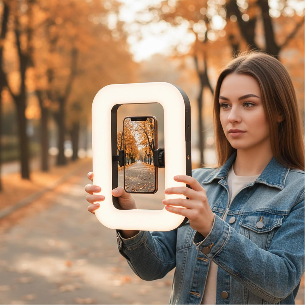 Phone Light with 47 RGB Colors,Handheld Stabilize Ring Light with 8000Mah, Ring Light for Phone Selfie Recording Youtube and Tiktok Content,Luz Para Grabar Smartphone Video Rig